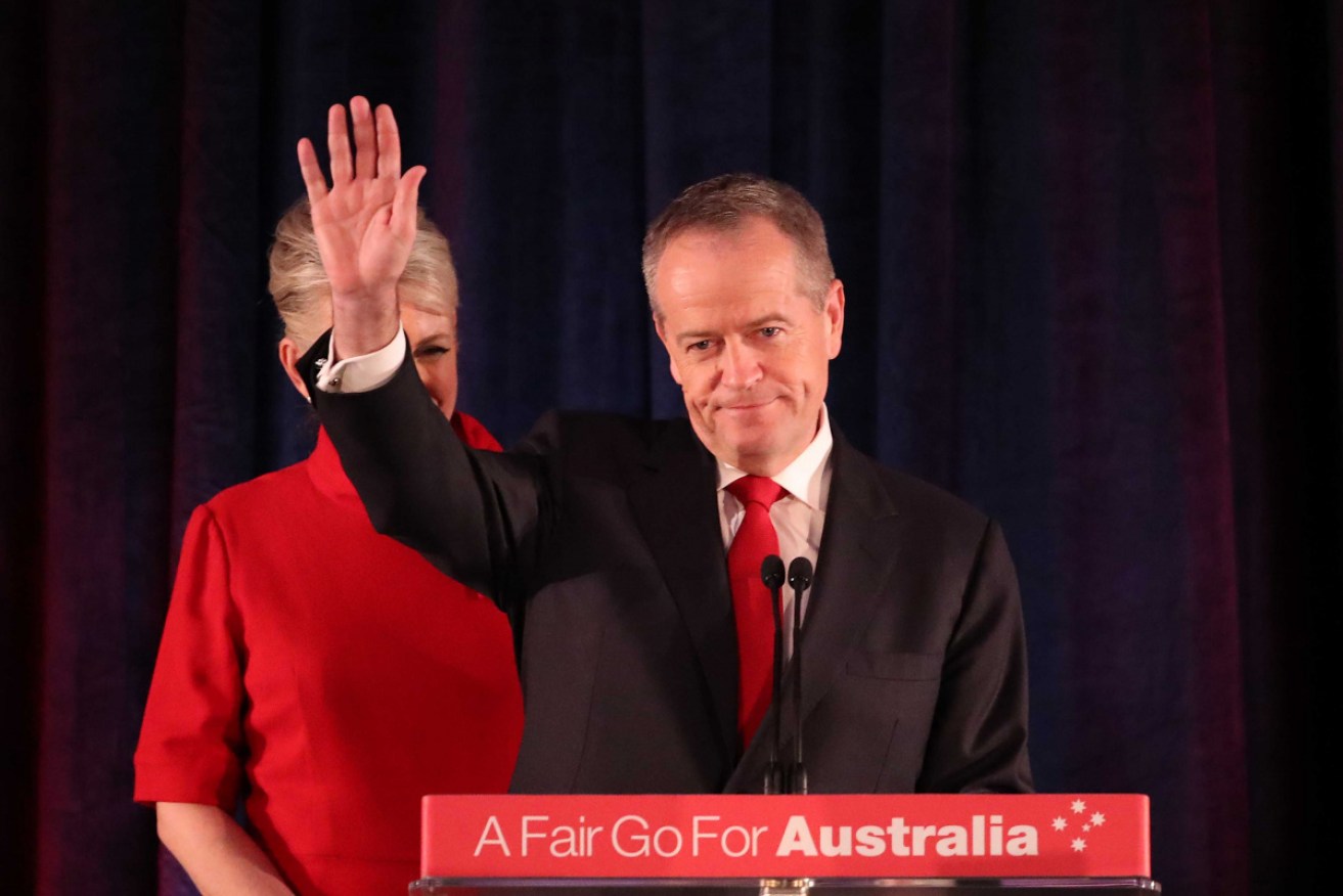 Former opposition leader Bill Shorten on election night, with wife Chloe