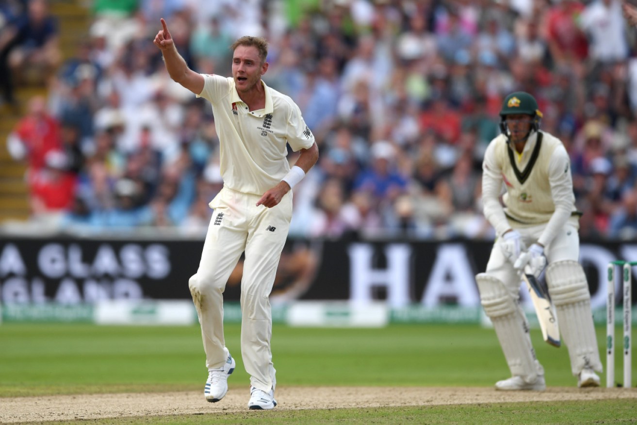 Stuart Broad successfully appeals for the wicket of James Pattinson, shown on replay to be not out.  