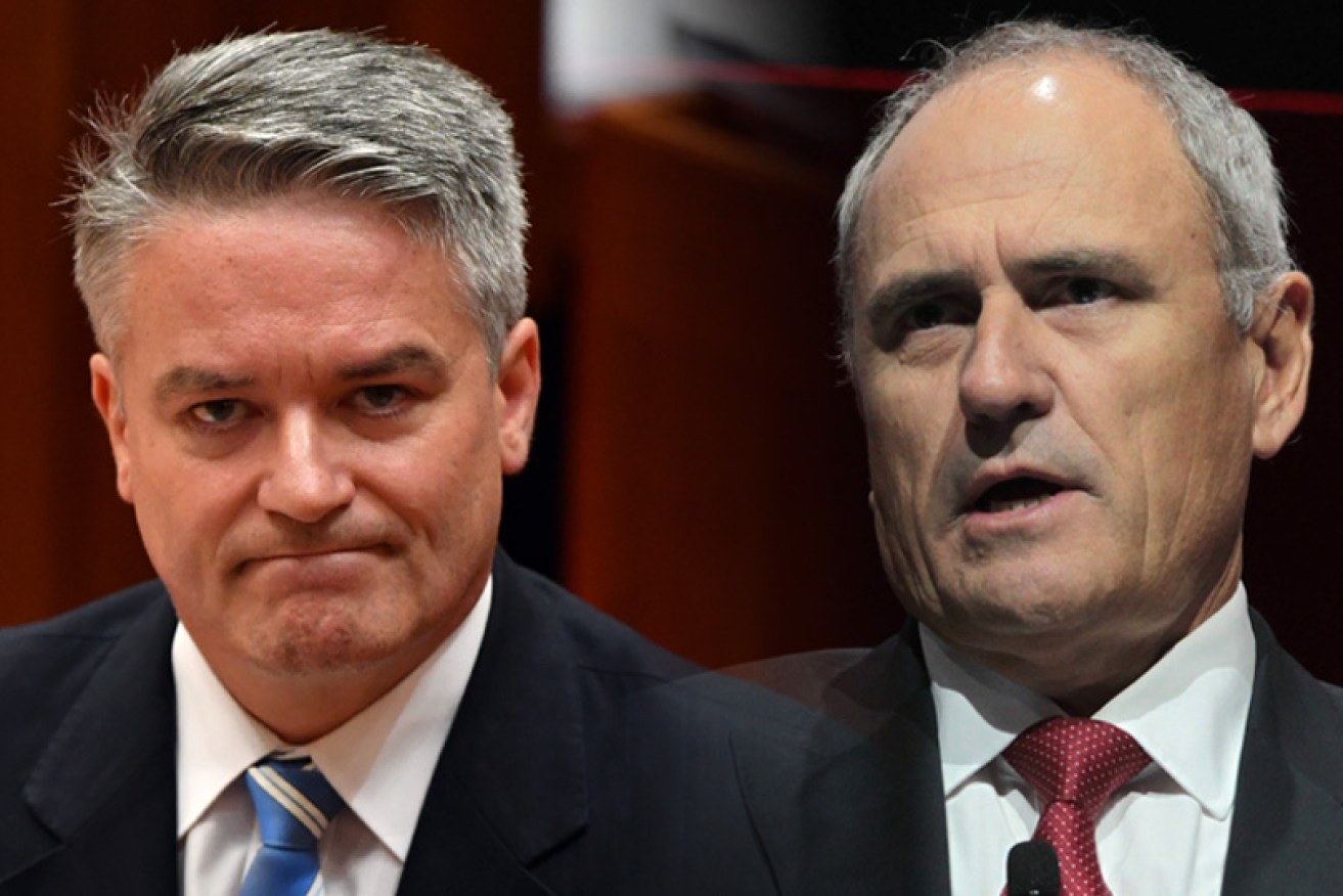 Senator Cormann (left) says NAB has some explaining to do after Ken Henry's reported comments.