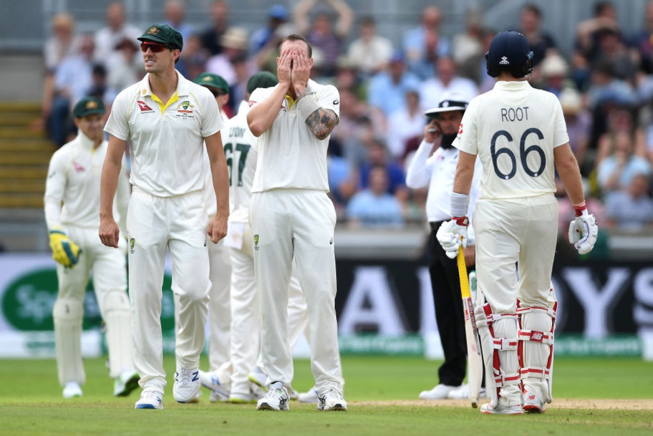 James Pattinson reacts after the 3rd umpire overturns his dismissal of England captain Joe Root during day two of the 1st Ashes Test between England and Australia at Edgbaston.