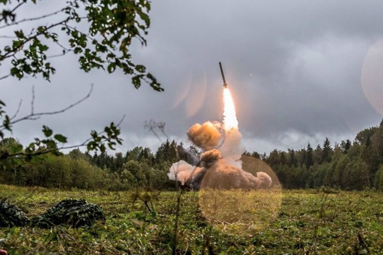 A Russian missile leaves its launcher with a payload of destruction and death.