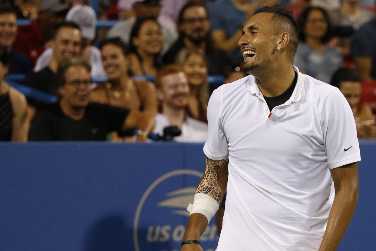 Kyrgios concentrated on playing tennis at the Washington Open, and appeared to enjoy the win.