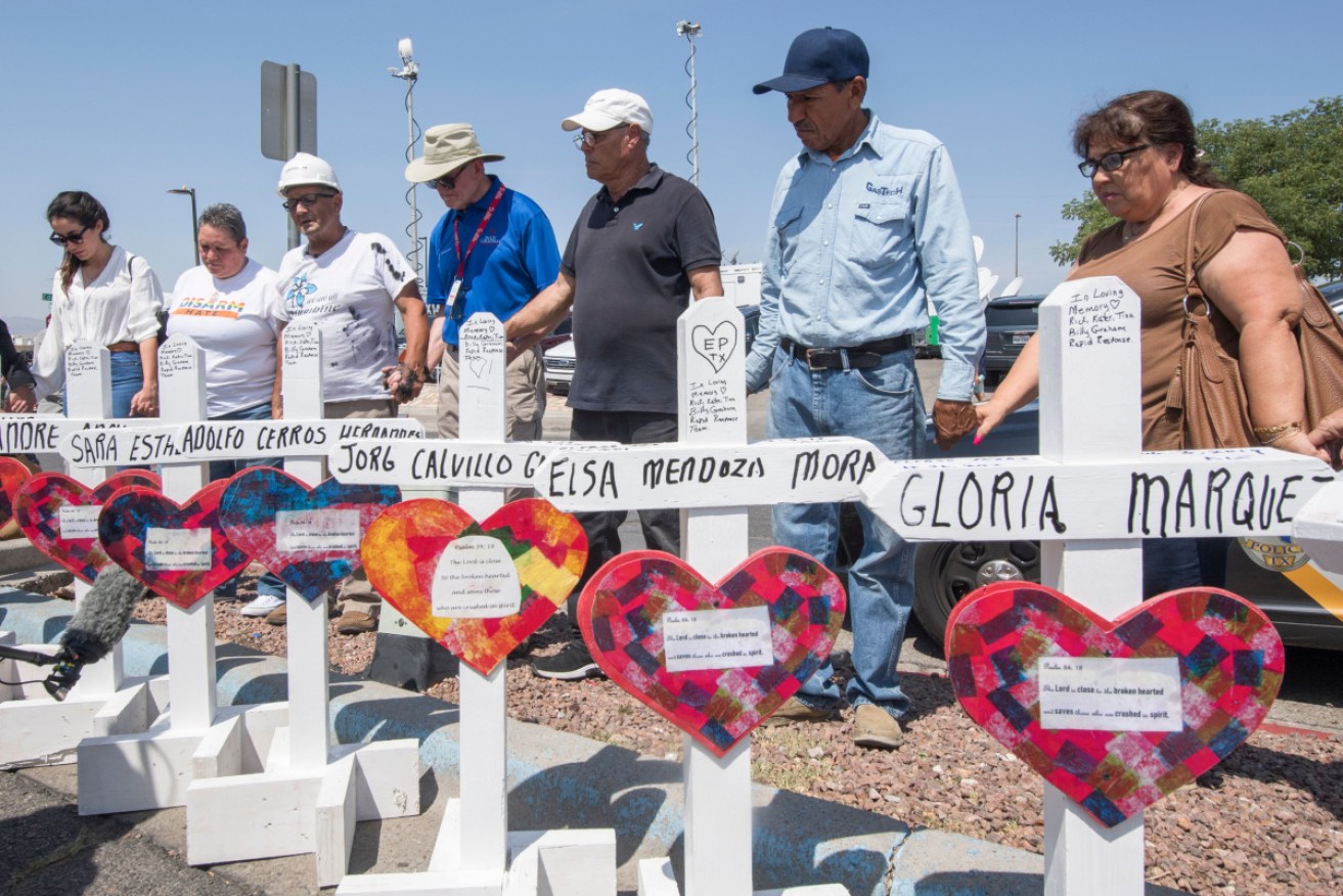 A makeshift memorial for the 22 people who died in the El Paso shooting. It has been labelled a hate crime.