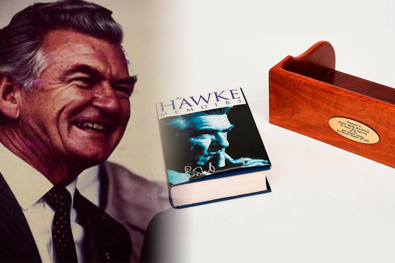 Photographs of Mr Hawke, a letter tray and even a copy of Ms d'Alpuget's book about him will all be auctioned later this month.