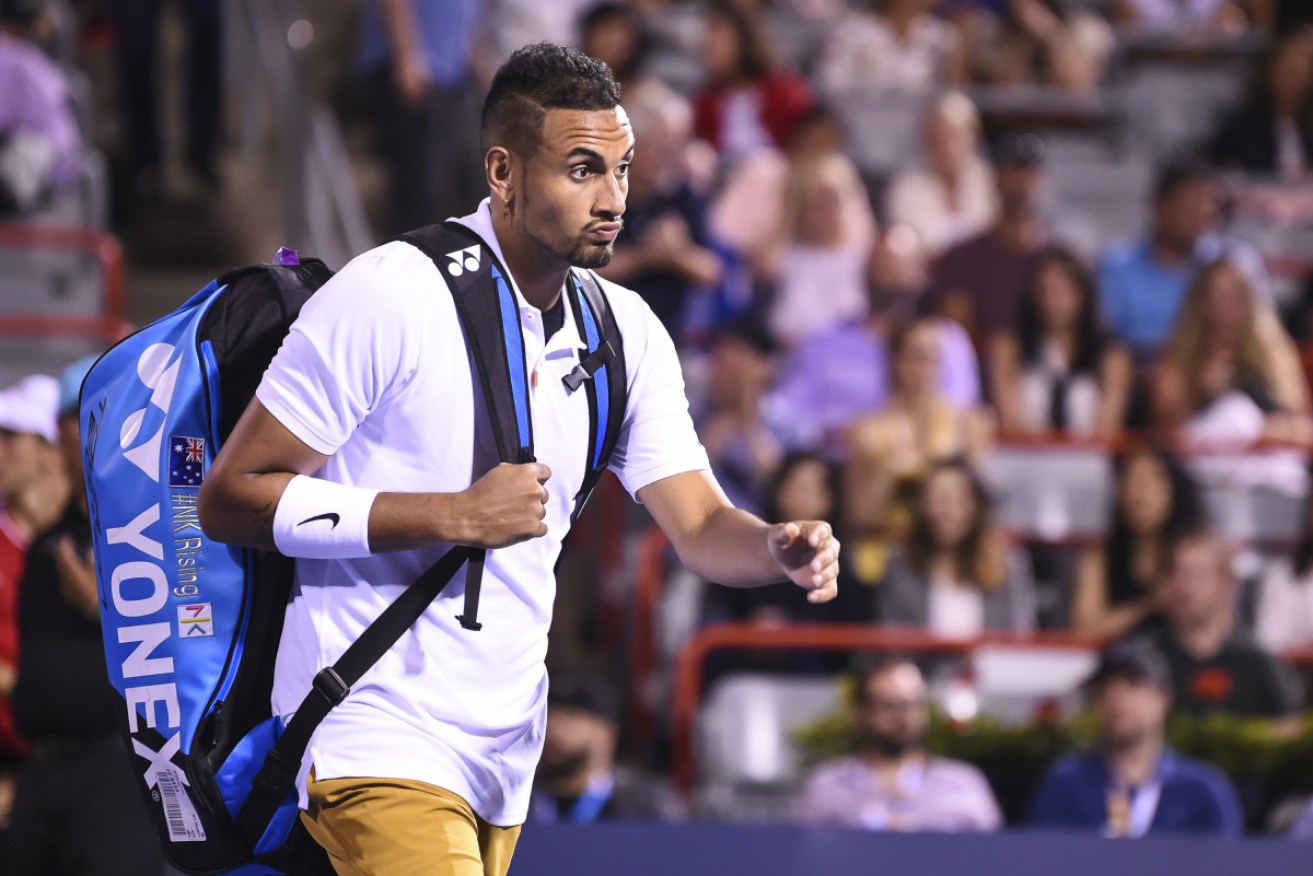 Nick Kyrgios looks nonplussed after being bundled out of the Canadian Open by Kyle Edmund.