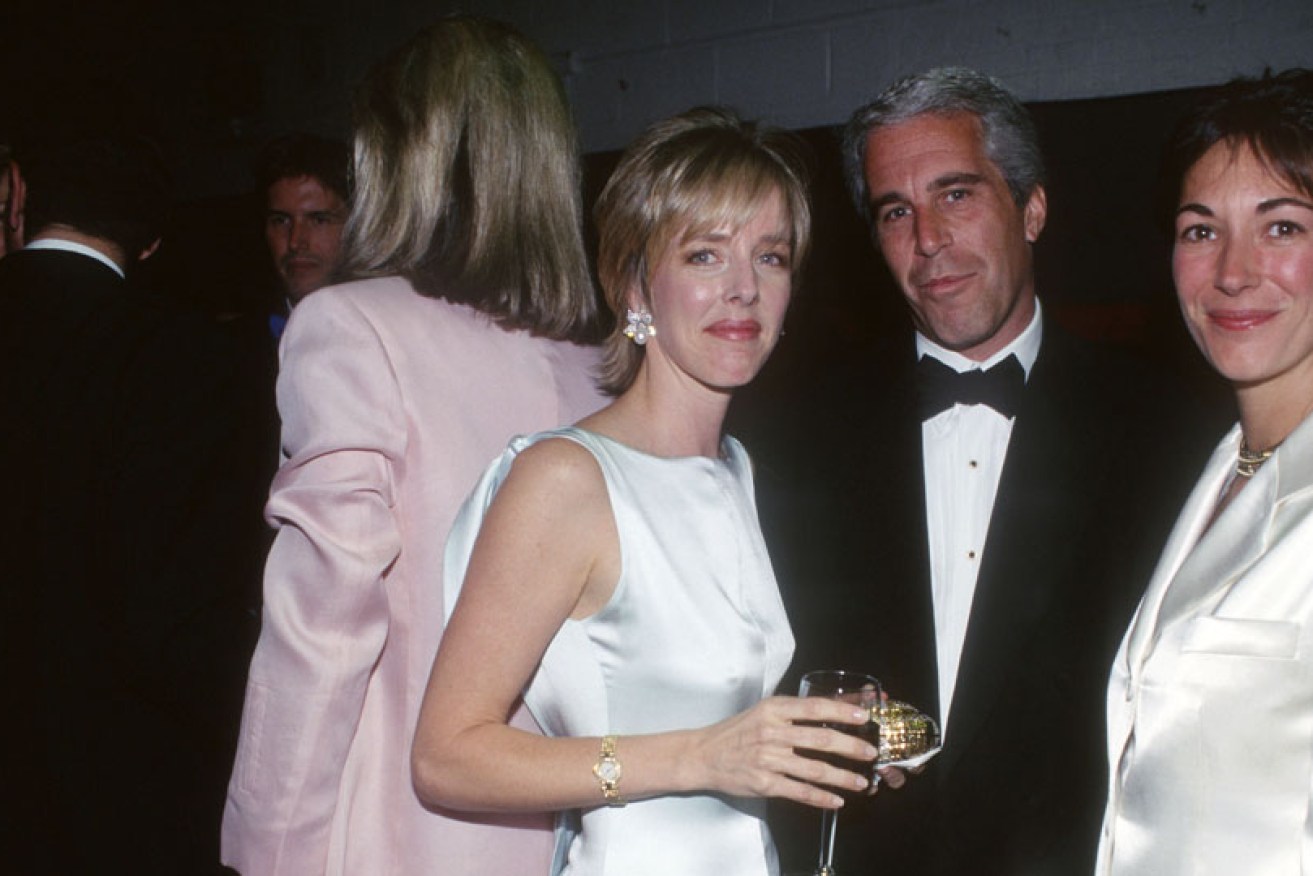 Ghislaine Maxwell, right, with actress Carol Mack and billionaire Jeffrey Epstein in New York in 1995.