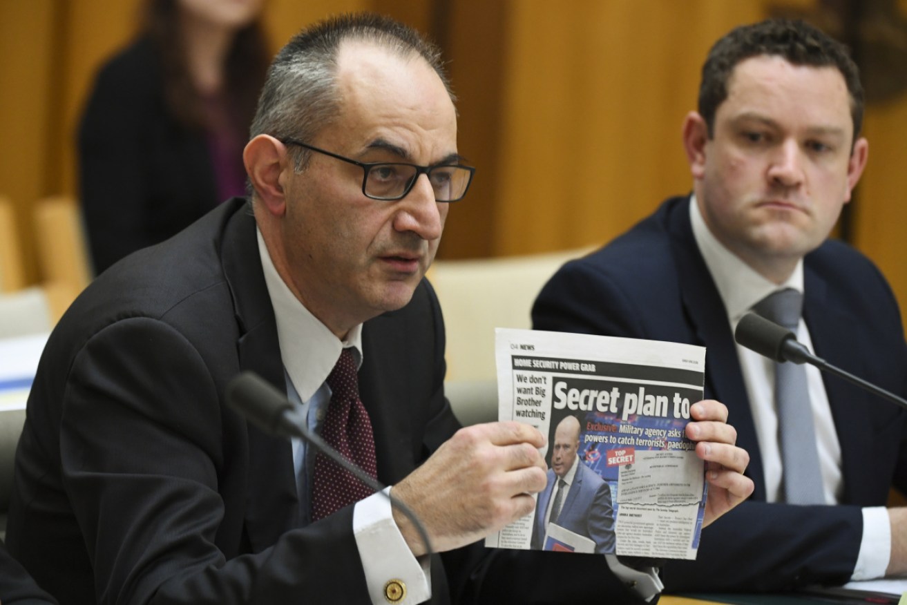 Mike Pezzullo holds a copy of the ‘‘offending’’ article.