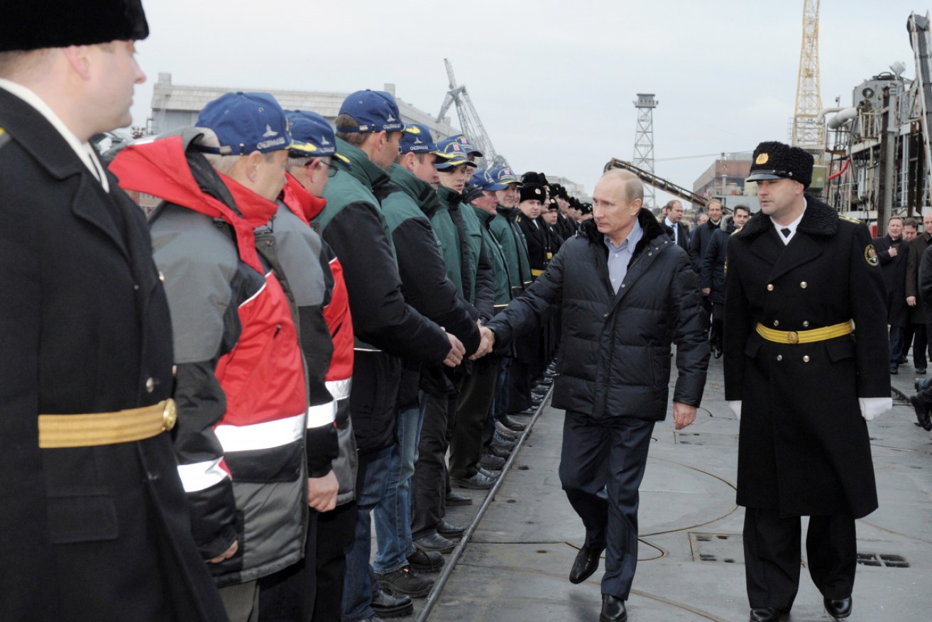 Russian President Vladimir Putin at the launch of a nuclear submarine in Severodvinsk in 2011.