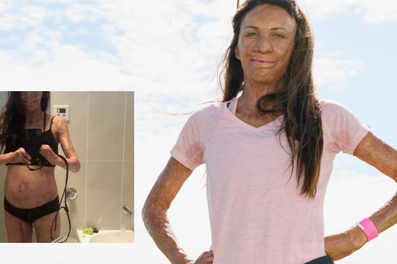 Turia Pitt made the happy announced in an Instagram video montage (inset). 
