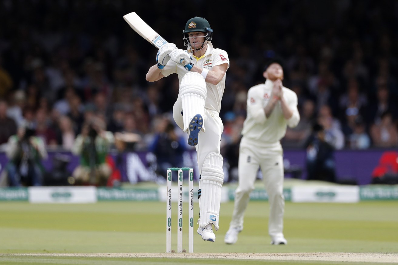 Steve Smith plays a ahsot on day four at Lord's.