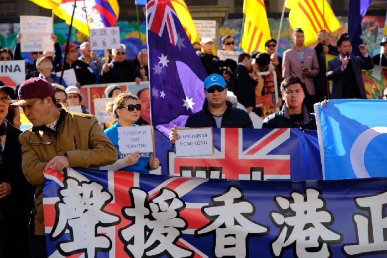 Members of Melbourne's Ulghur community joined the Melbourne protests.