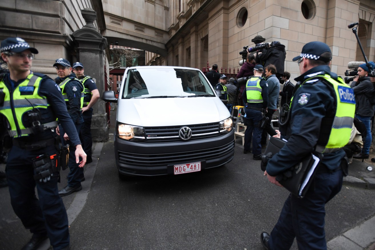 George Pell was escorted into the courthouse amid heavy police security.