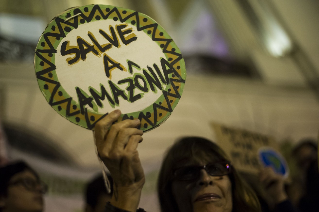Protest marches across Europe on Friday urged Brazil to save the Amazon from deforestation and fires.
