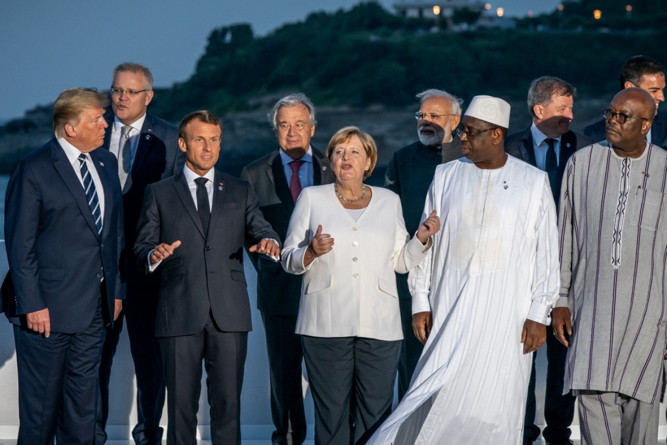 Prime Minister Scott Morrison with other world leaders at the G7 in France. 