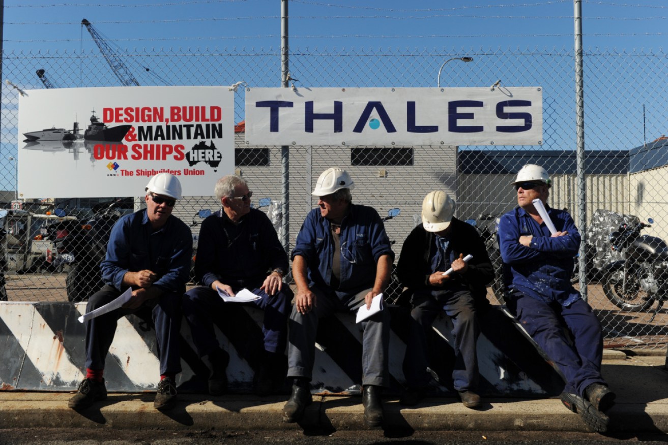 Shipbuilders at Thales' base at Garden Island in Sydney.