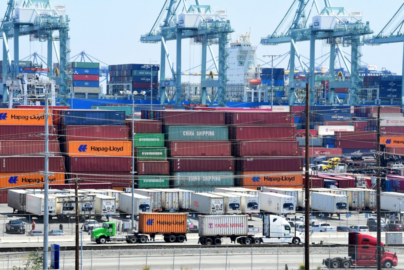 Containers full of goods from China at the Port of Long Beach in California.