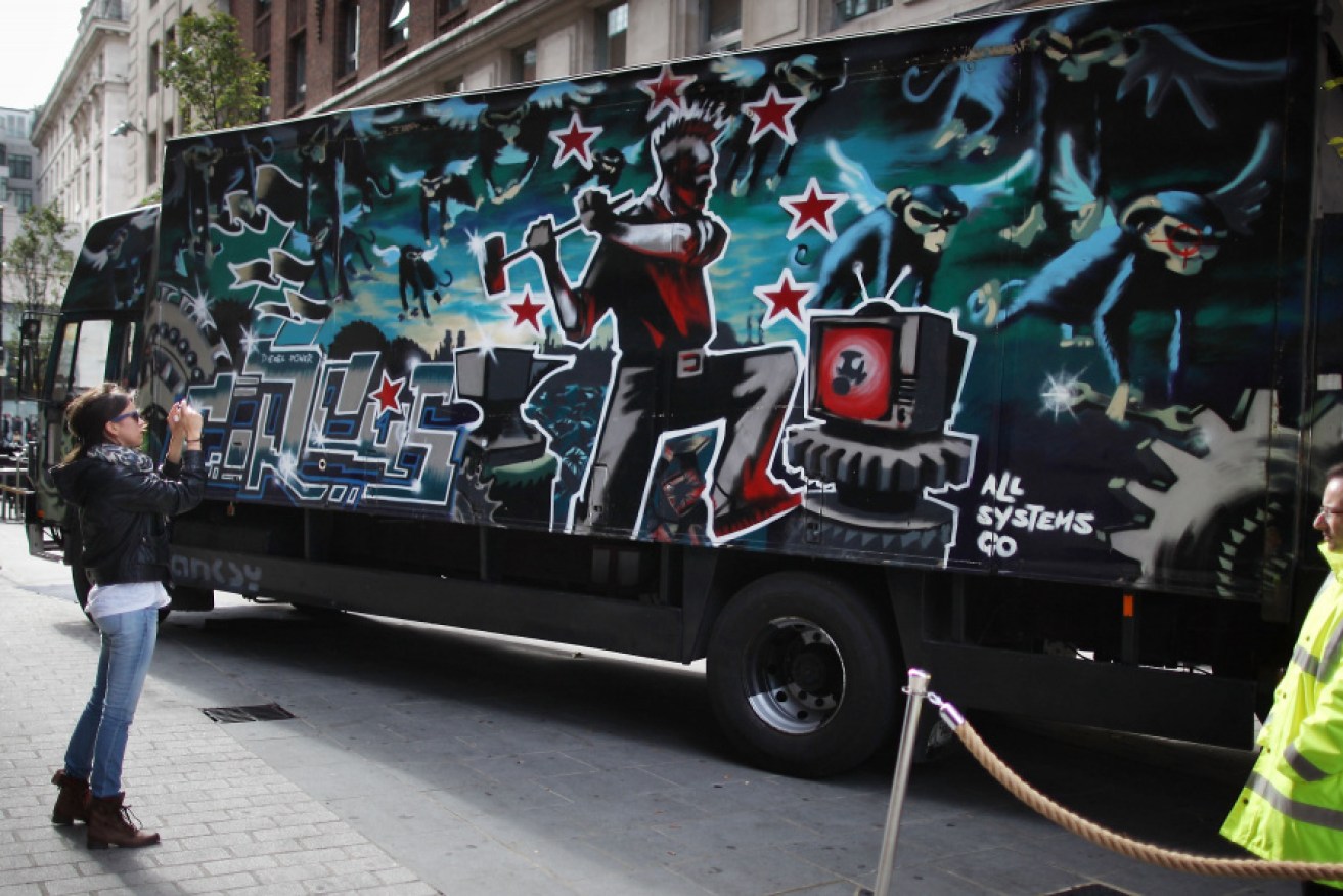 The lorry decorated by Banksy for a circus will be offered for auction this month. 