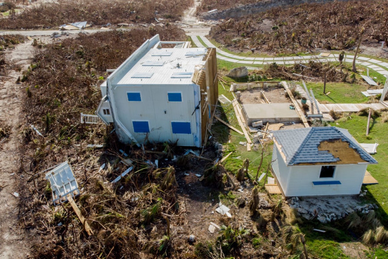 Damaged homes after hurricane Dorian devastated Elbow Key Island on September 8, 2019 in Hope Town, Bahamas. 