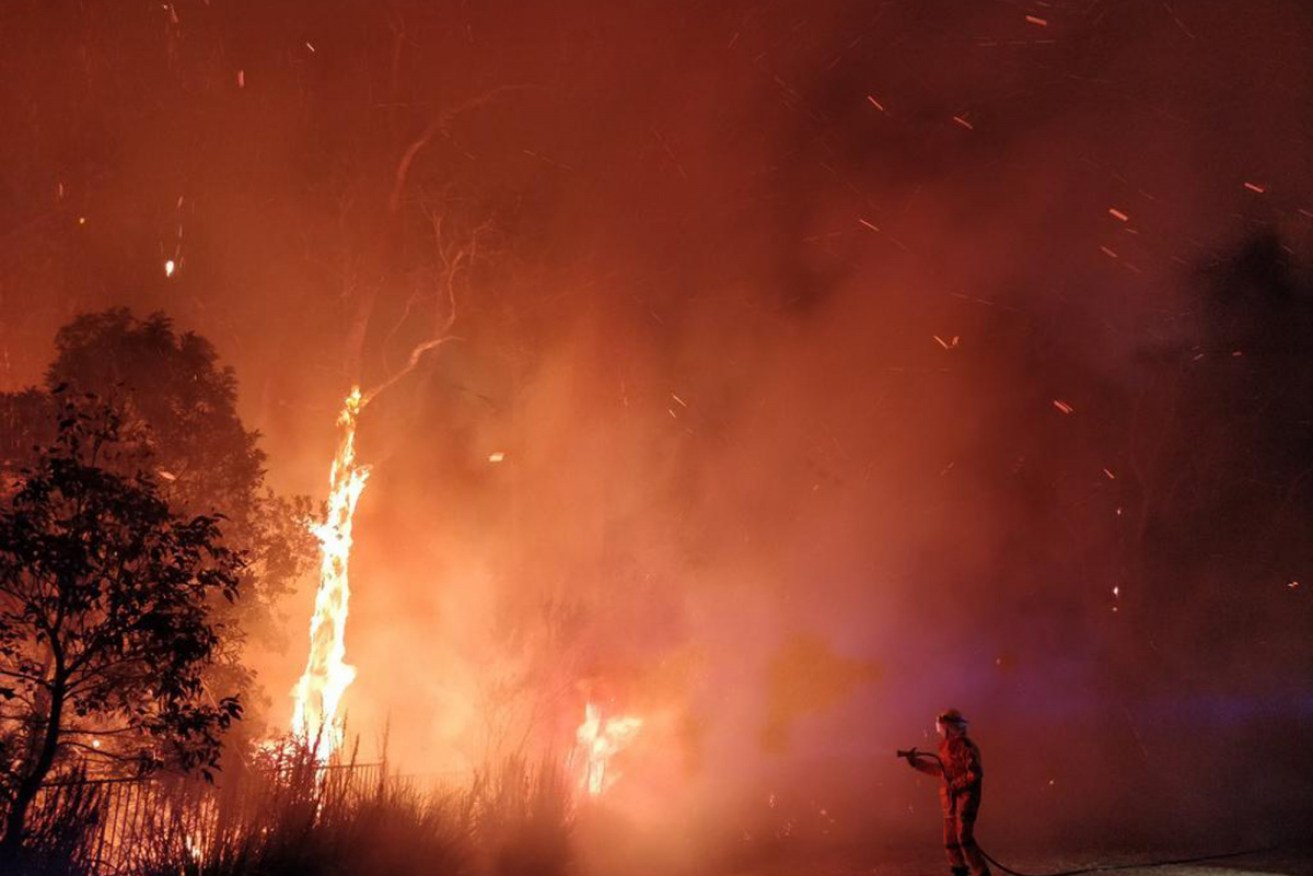Fire engulfing the bush around Peregian Springs on the Sunshine Coast. 