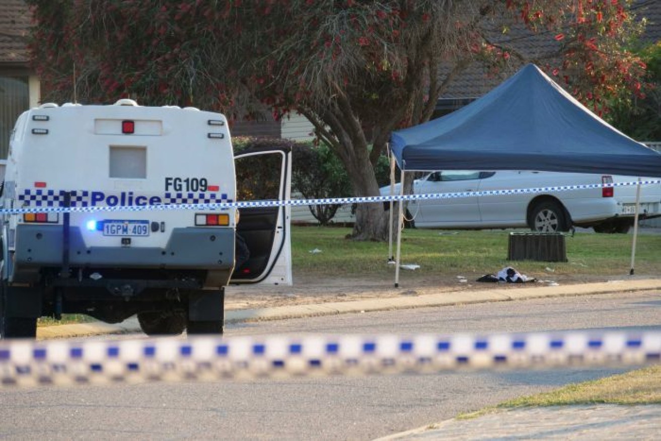 The scene in Geraldton on Tuesday night, after 29-year-old Joyce Clarke was shot by police.