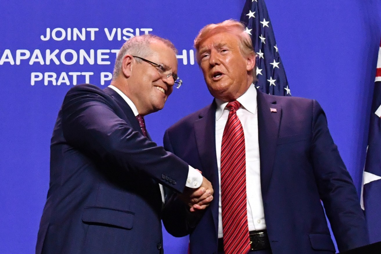 His business: Scott Morrison and Donald Trump. 