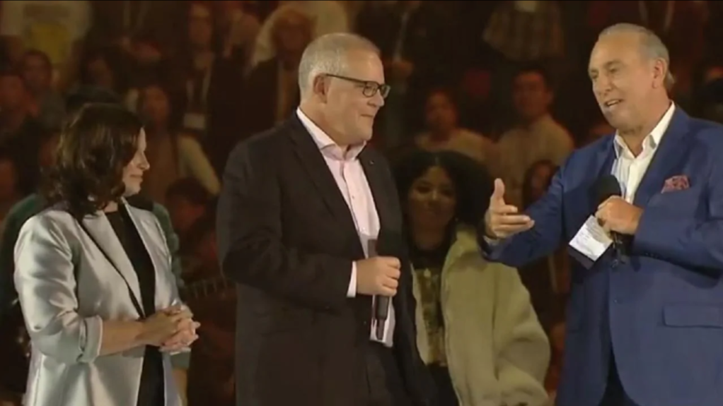 Brian Huston with Prime Minster Scott Morrison and wife Jenny.
