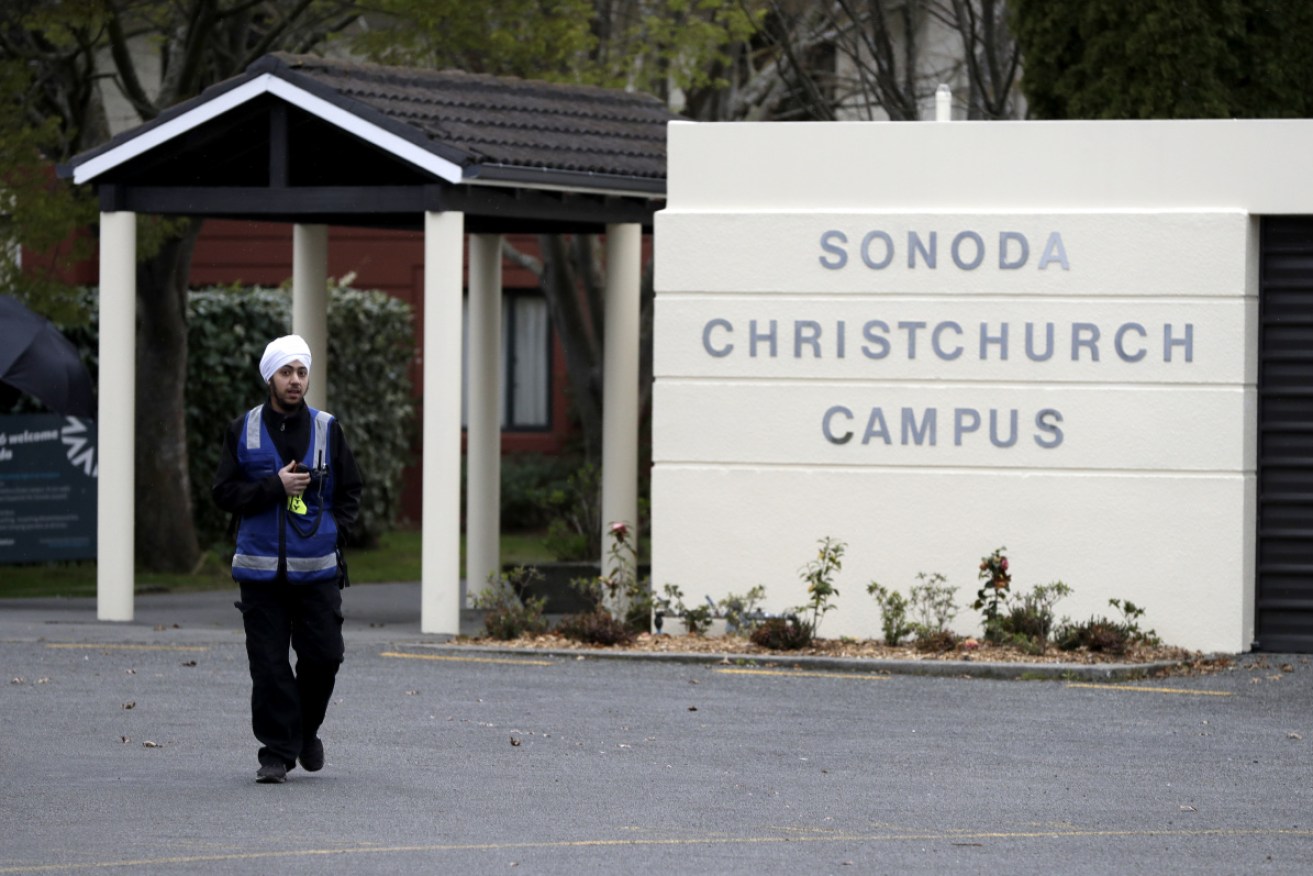 A security guard at Canterbury University's Sonoda campus, where the dead student was found.
