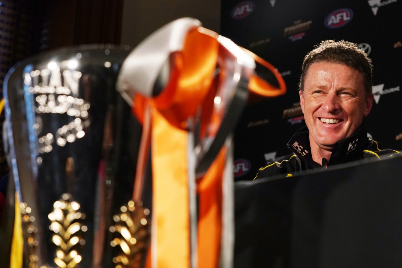 Richmond coach Damien Hardwick is relaxed ahead of the 2019 AFL grand final. 