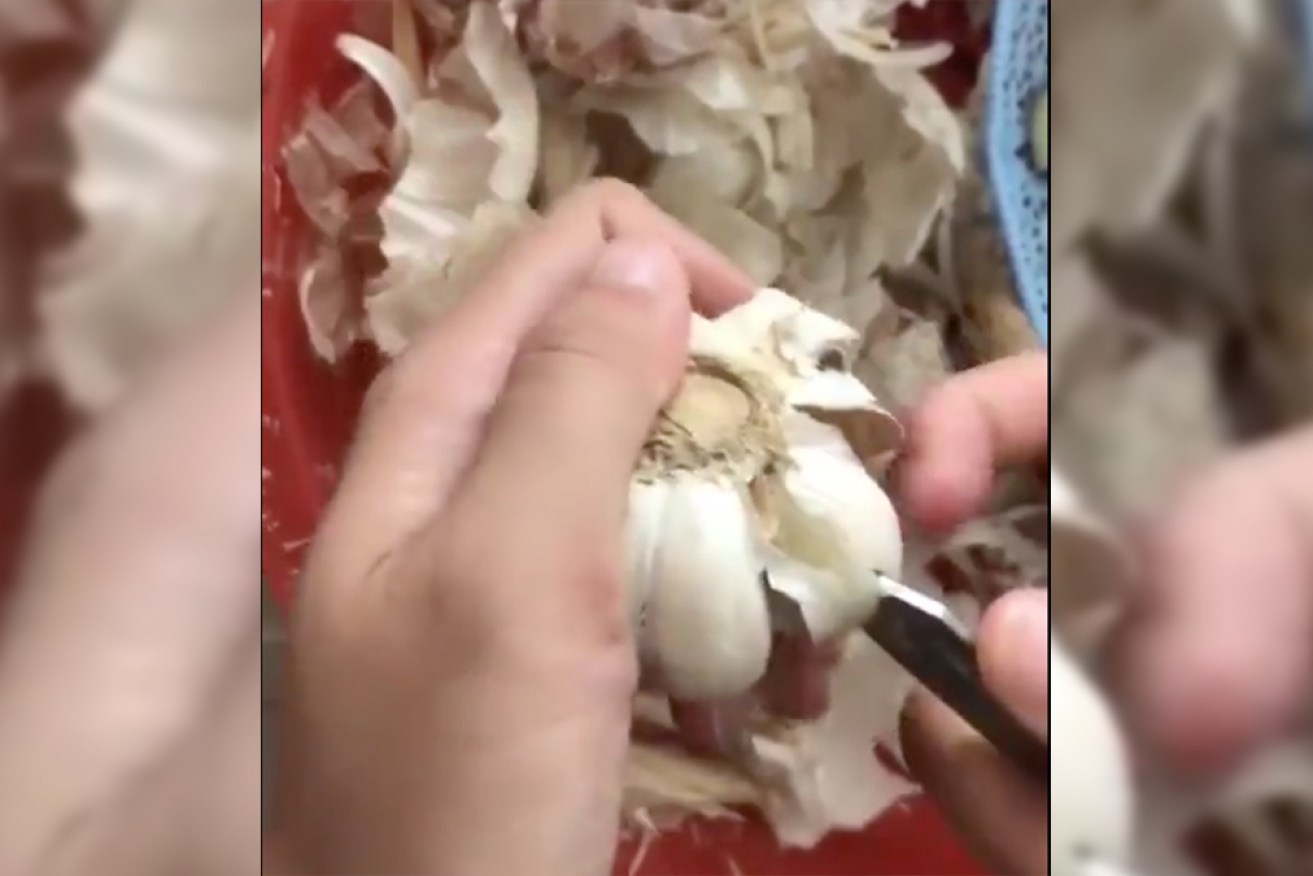 The internet was left reeling over a food hack that claimed to be the quickest way to peel a garlic clove.