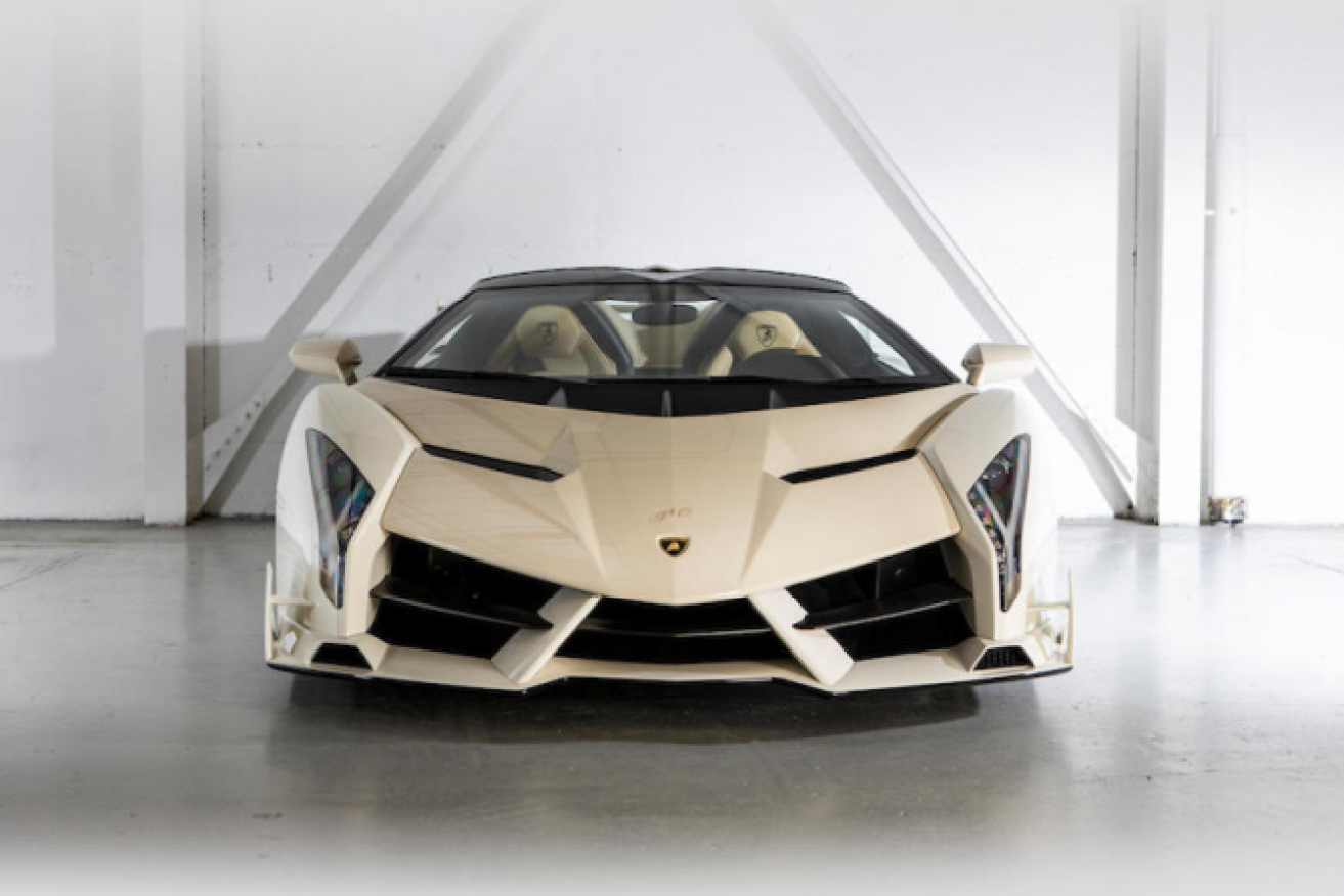 An incredibly rare 2014 Lamborghini Veneno Roadster was among the 25 cars auctioned off.