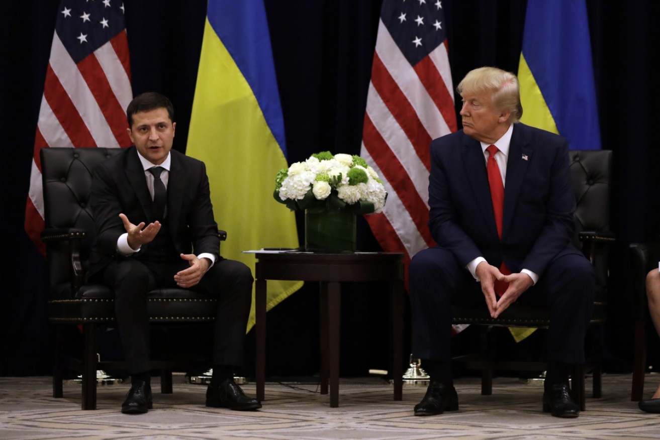 Ukrainian President Volodymyr Zelenskiy meets Donald Trump in New York on September 25. 

