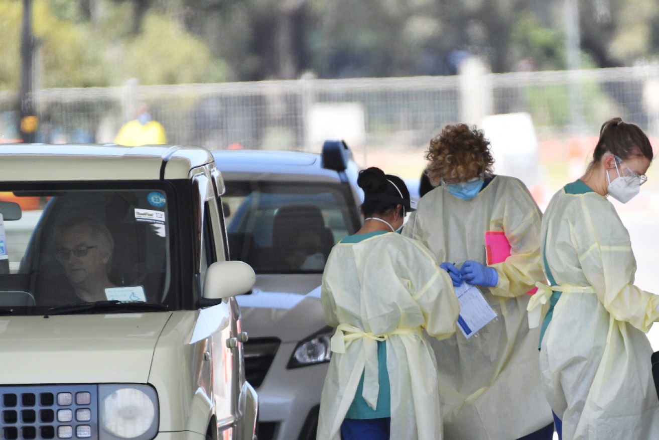 A male nurse was hit by a car at a Melbourne COVID-19 testing site on Tuesday.