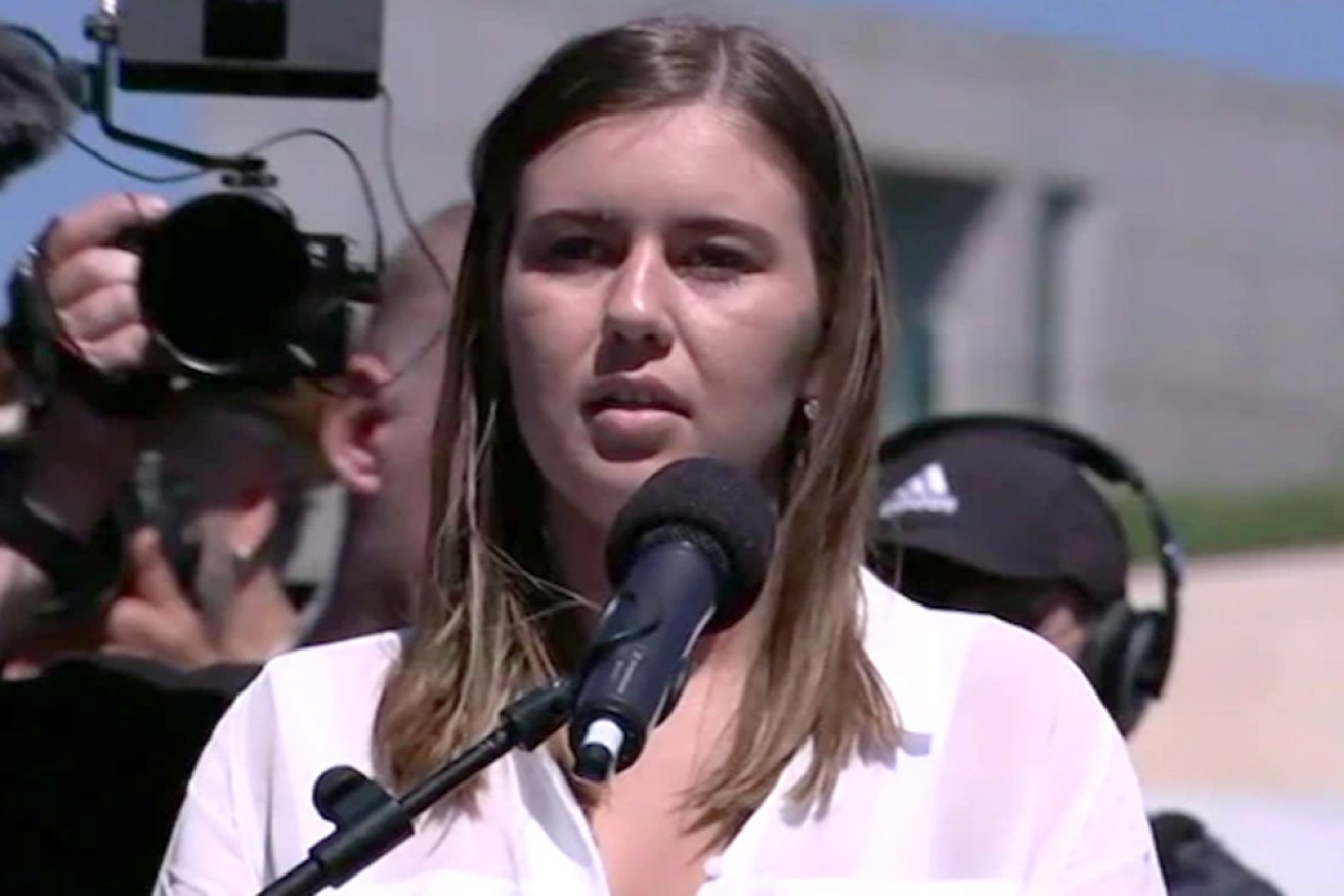 Brittany Higgins at the Women's March for Justice in Canberra.