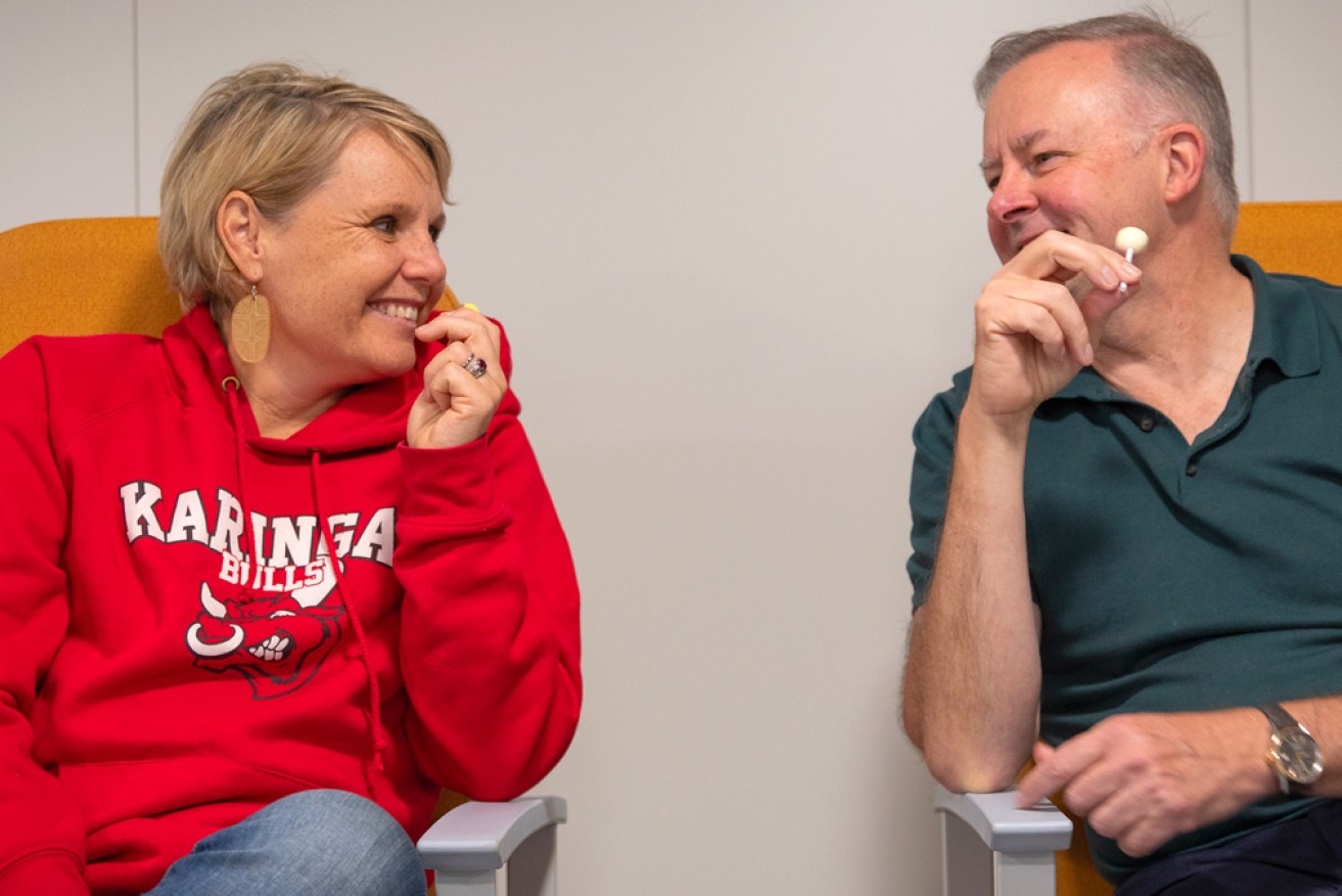 Peta Murphy with PM Anthony Albanese not long before her death.