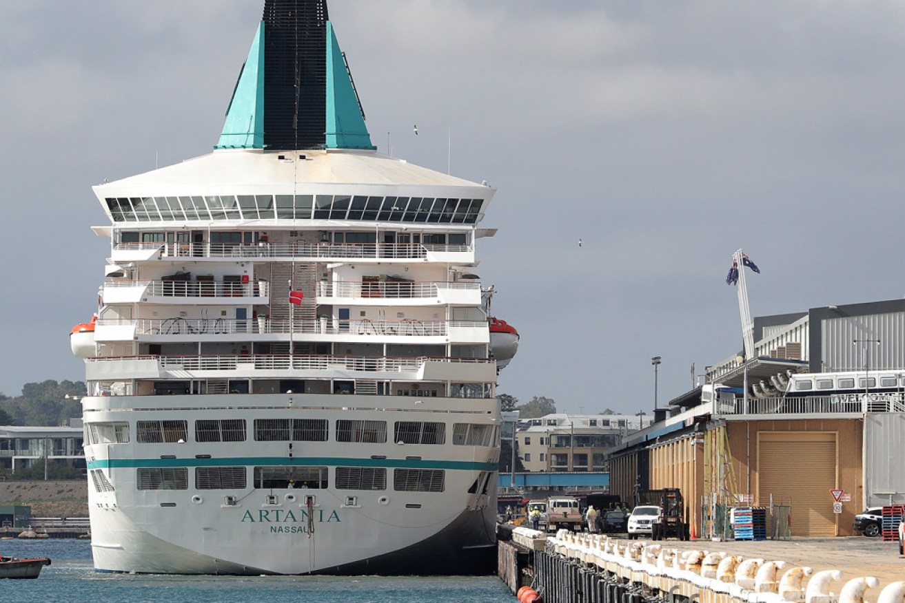 The Artania docked in Fremantle in April.