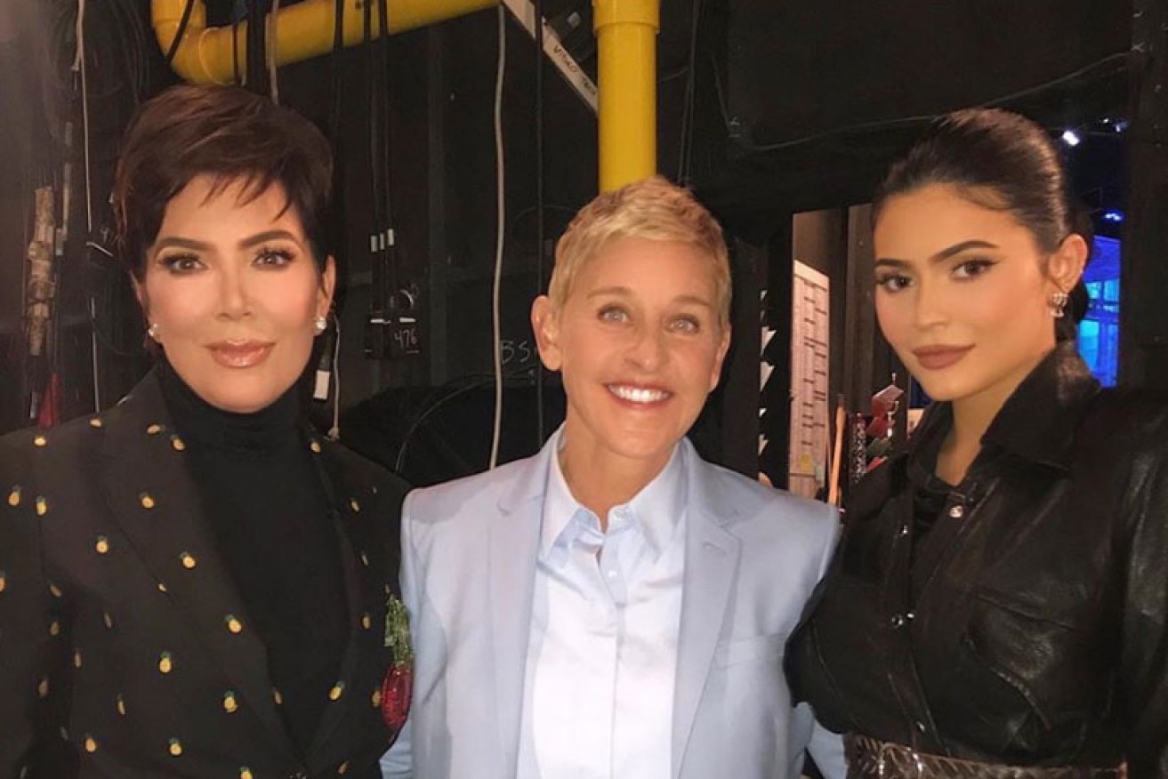 Kris and Kylie Jenner with Ellen DeGeneres on the US host's TV show on September 10.