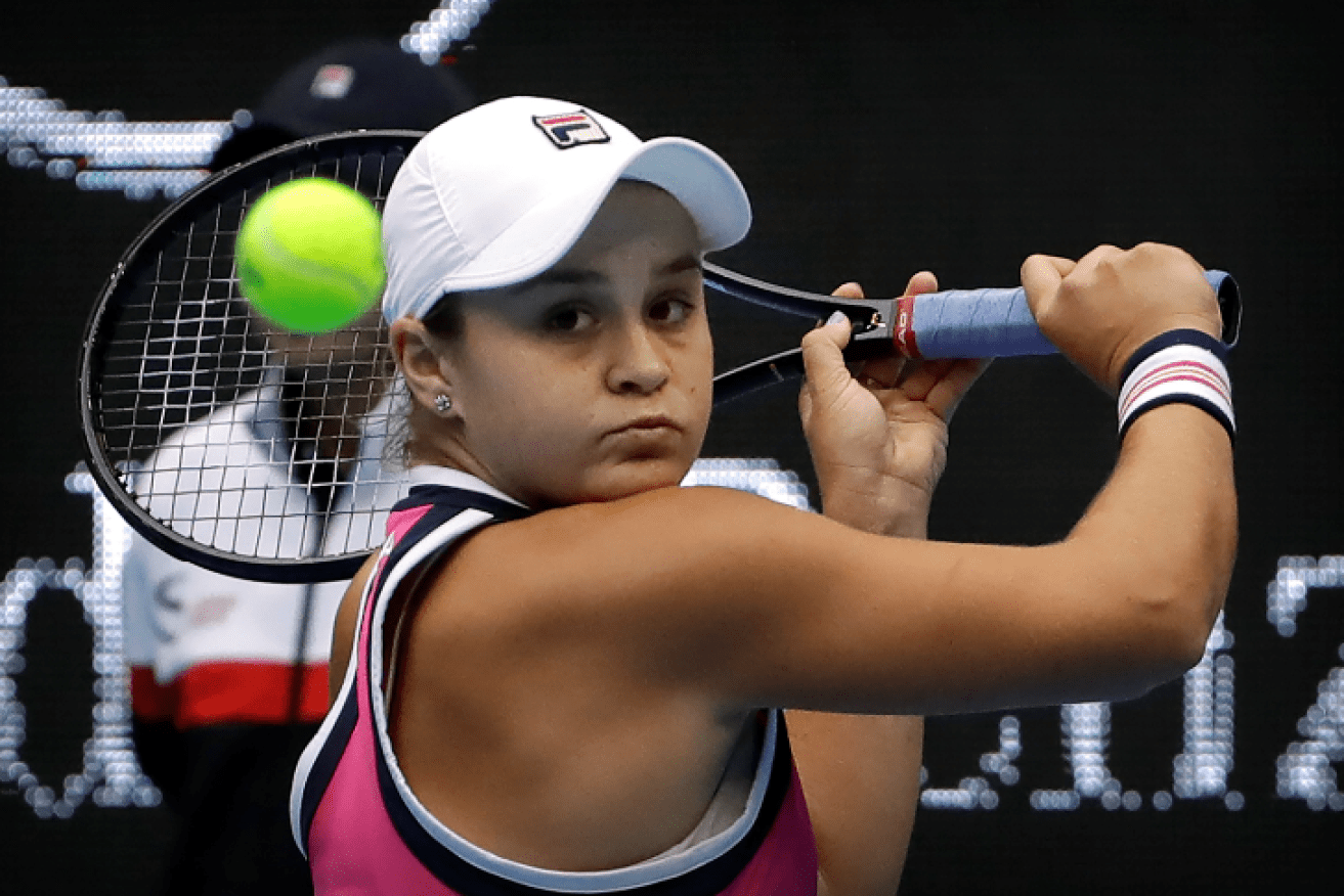 Ash Barty in action in Beijing earlier this month. 
