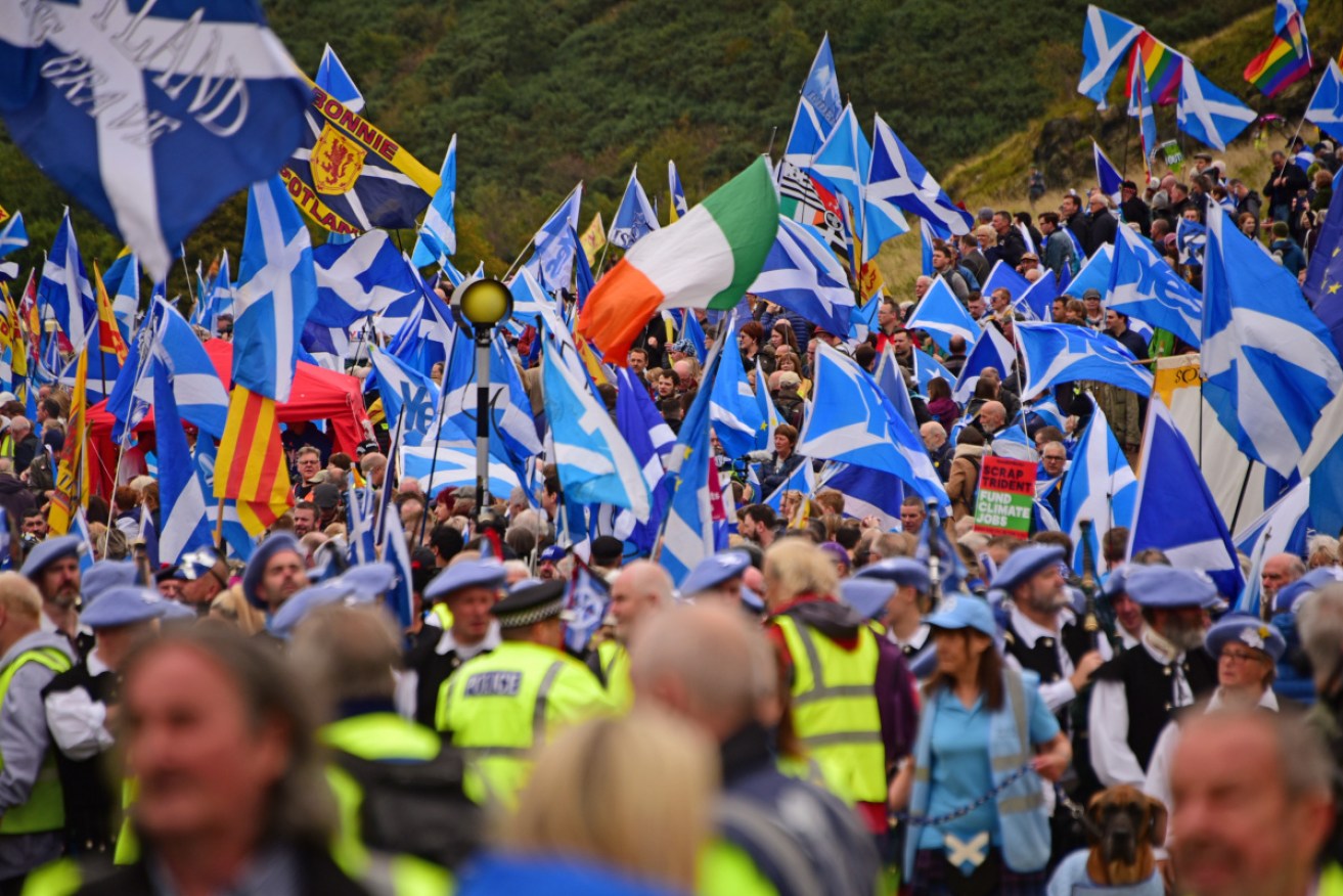 Thousands of marchers take to the streets of the Scottish capital in support of independence.
