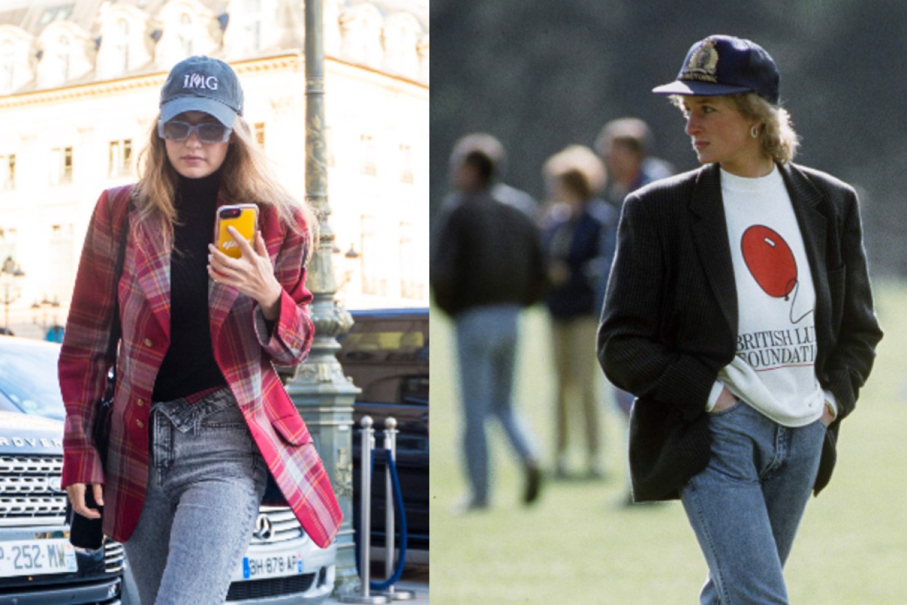 Model Gigi Hadid, in Paris, with a looks inspired by the late Princess Diana. 
