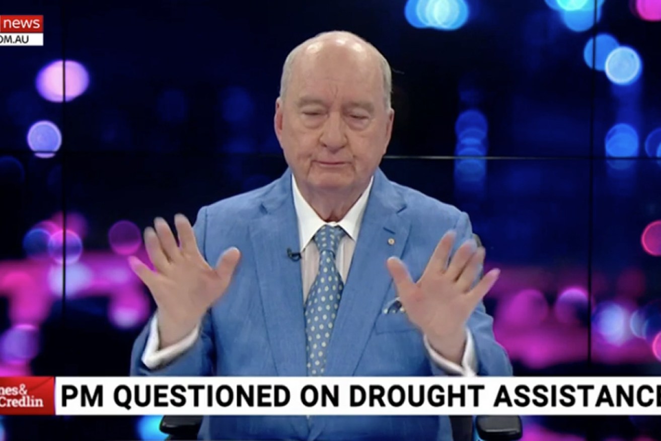 Alan Jones became emotional when talking about the government's inaction on drought. 