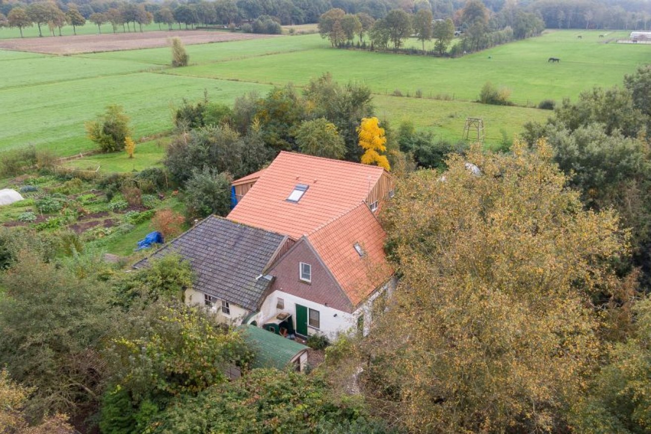 An aerial picture taken on October 15, 2019 shows a view of the farm. 