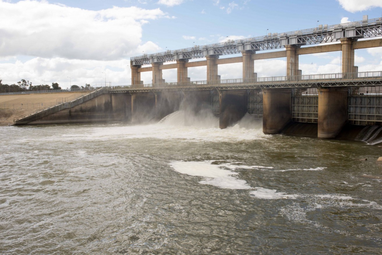 The Mulwala weir on the Murray at Yarrawonga, in the Moira Shire.