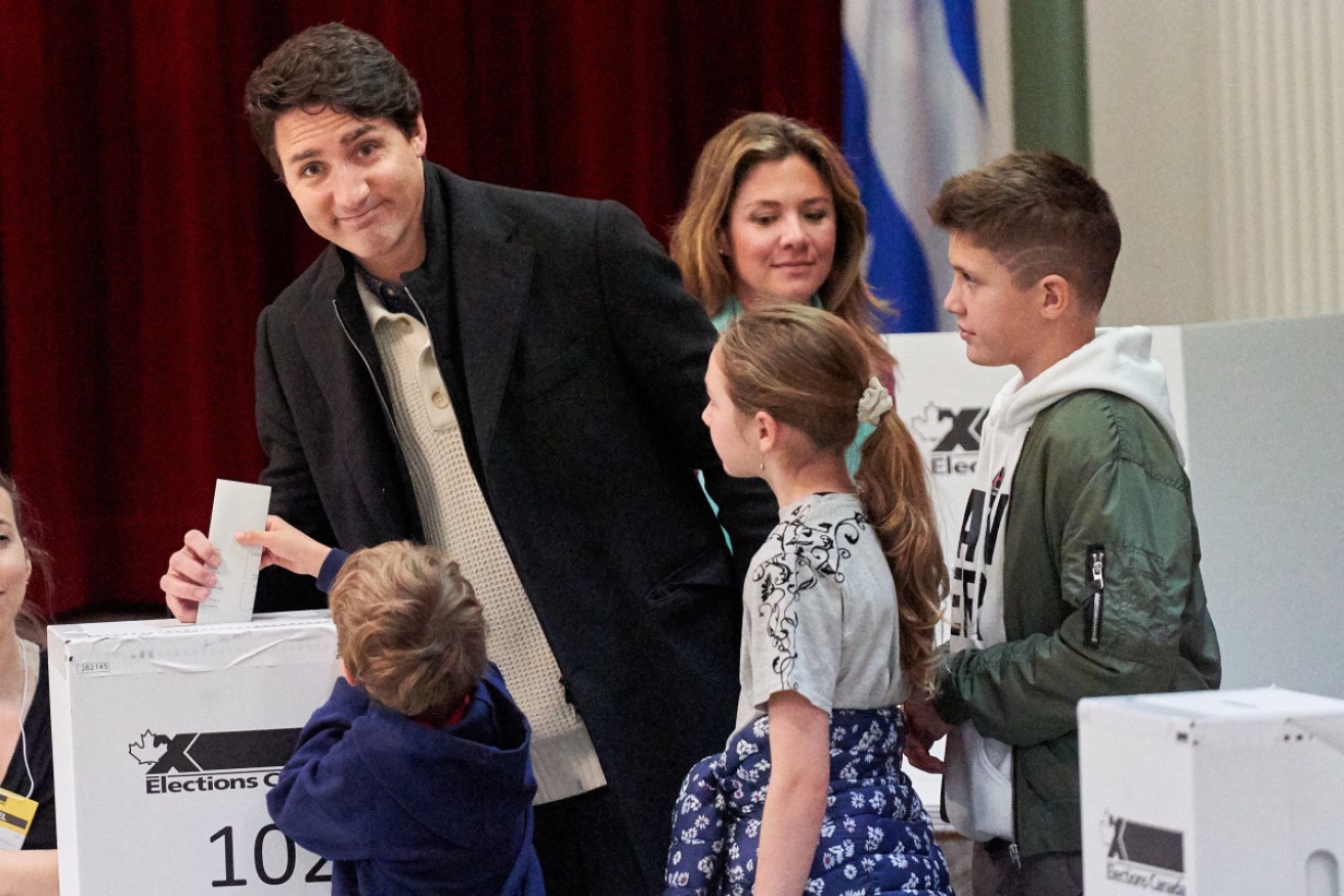 Canadian Prime Minister and Liberal Party leader Justin Trudeau casts his vote.