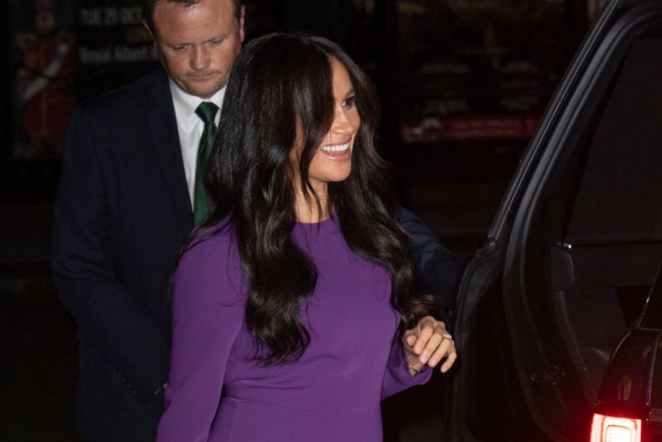 Meghan, Duchess of Sussex, arrives for the leadership summit in London. 