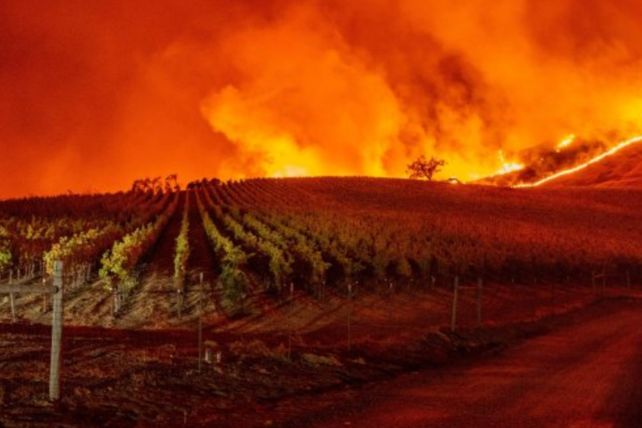 Power companies have turned off the power to 200,000 homes as wildfires cut through Californian wine country.