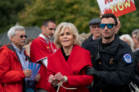 Jane Fonda accepts BAFTA honour while being led from climate protest in handcuffs