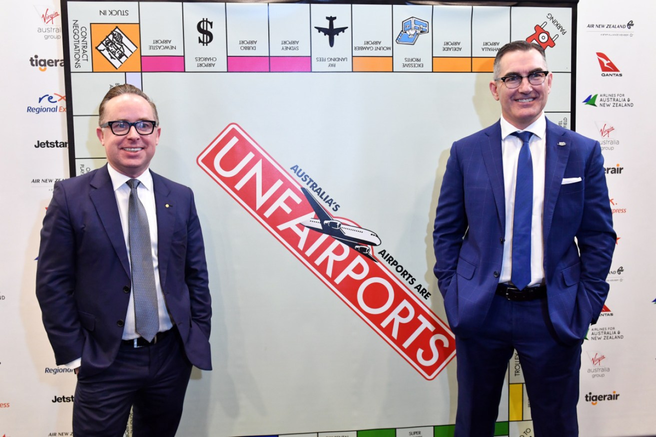 Qantas CEO Alan Joyce and Virgin Australia CEO Paul Scurrah in Canberra in September.