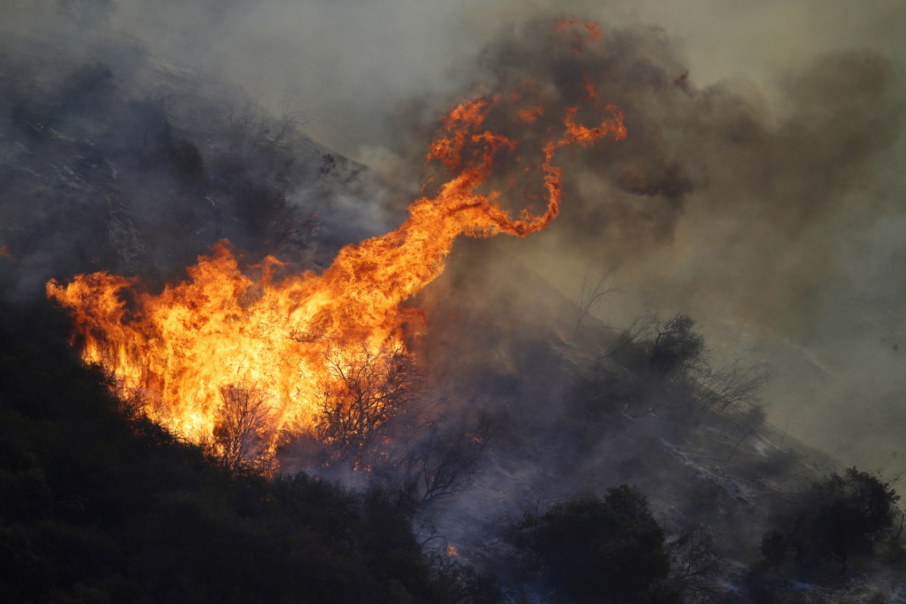 California fires: Blaze engulfs Los Angeles hills on Monday 28 October. 