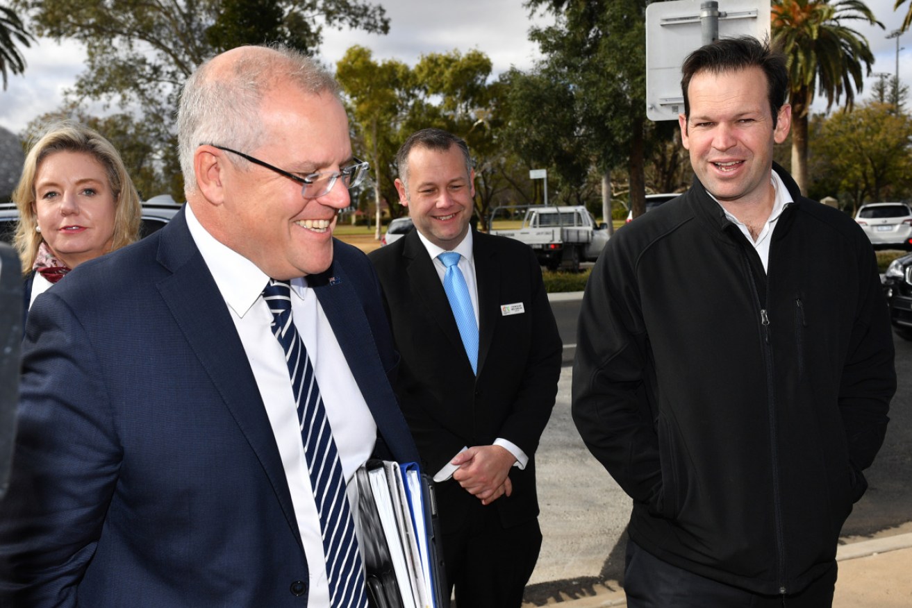 Matt Canavan, right, didn't hold back when discussing the  proposed coal-fired power station at Collinsville with Scott Morrison. 