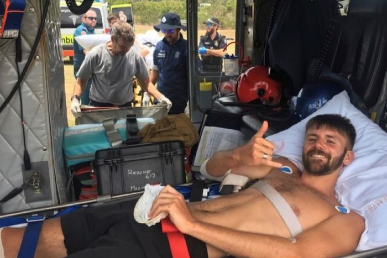 Paramedics said both Danny Maggs (pictured) and Alistair Raddon were in good spirits on the way to Mackay Base Hospital.